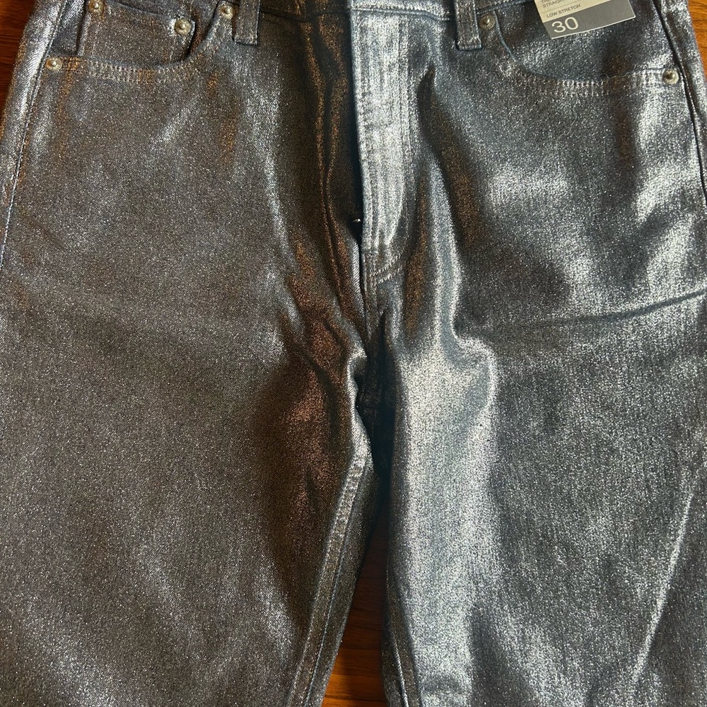 GAP Women’s Shimmery Silver Slim Straight Jeans